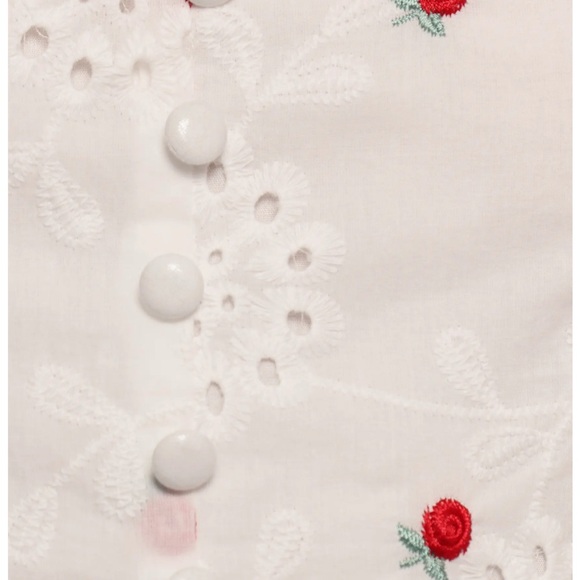 Petal and Pup White Sleeveless Top with Red Floral Embroidery - Picture 3 of 6